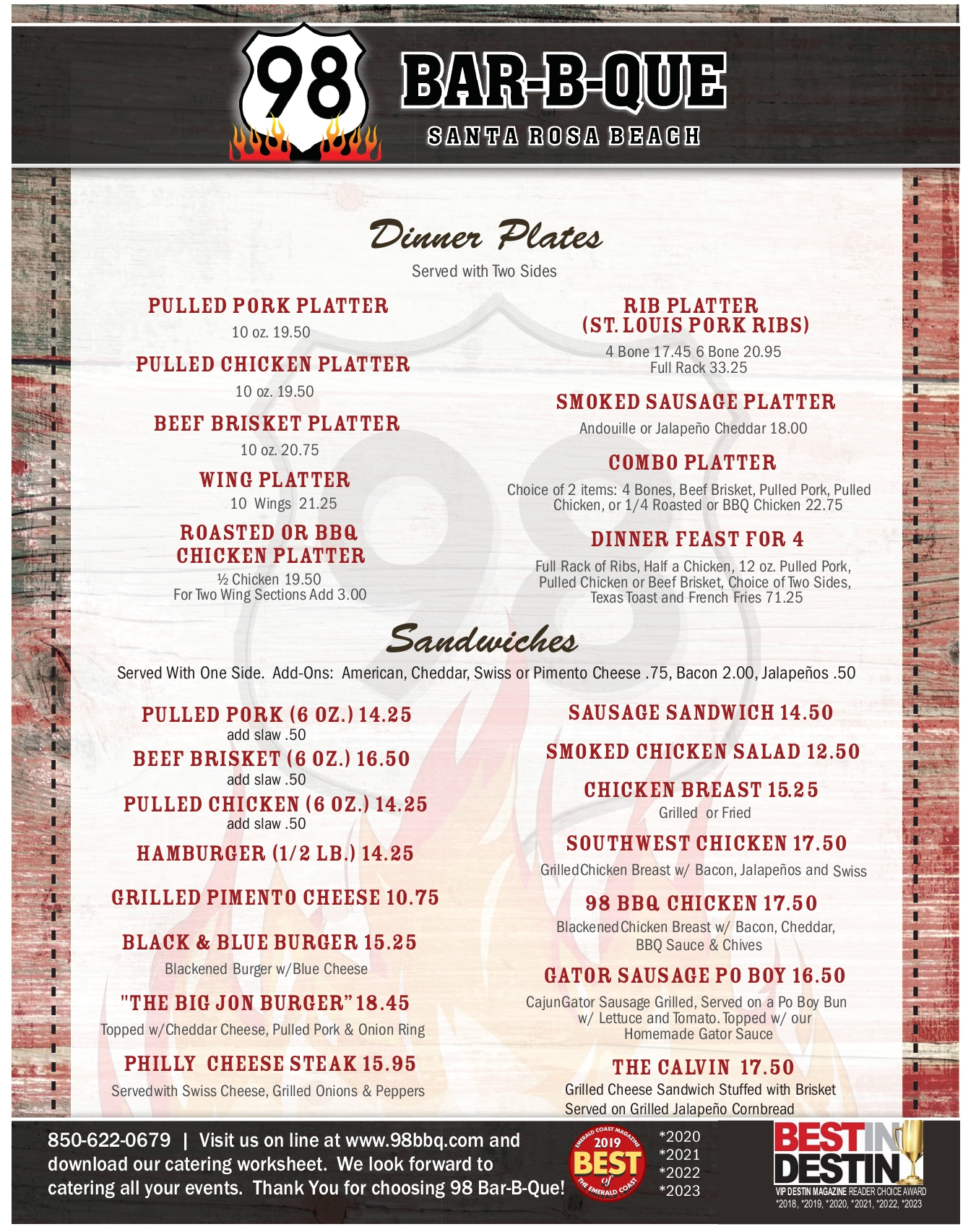 Menu – 98 Bar-B-Que